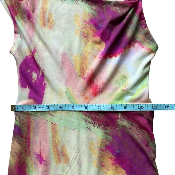 Club L PHANTASY LIME PRINT NECKLINE COWL MAXI DRESS Rainbow size 2 Sexy Disco - Picture 7 of 10